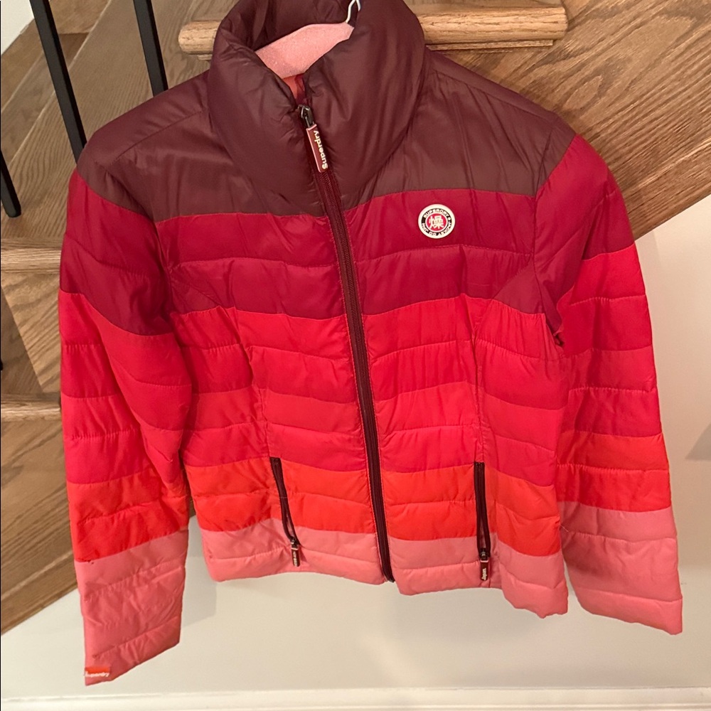 Superdry Women's Red and Pink Ski Jacket